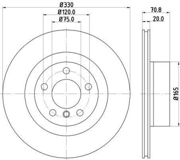 Диск тормозной зад. BMW X3 (F25), X4 (F26) 2.0D-3.0 10- HELLA 8DD 355 129-811