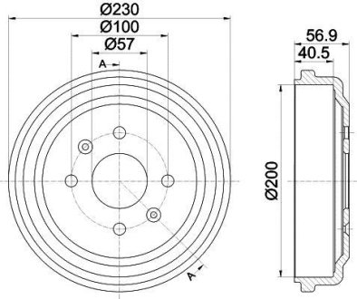 Тормозной барабан задний. Spark/Aveo/Kalos/Kalos 03- HELLA 8DT355300-961