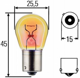 PY21W 12V21W Автолампа жовта 2шт. (блістер) HELLA 8GA 006 841-123