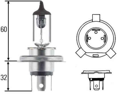 Лампа розжарювання, H4 24V 75/70W P 43t HELLA 8GJ002525251