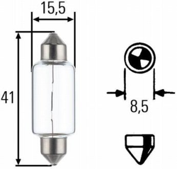 C10W 24V Автолампа пальчиковая (41мм) HELLA 8GM 002 091-251