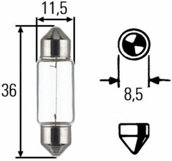 Лампа 12V C5W 5W SV8.5-8 LONG LIFE HELLA 8GM 002 092-171