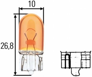 Лампа WY5W 12V 5W W2,1x9,5d orange HELLA 8GP 003 594-541 (фото 1)