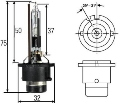 Лампа ксенон 85V D2R 35W P32d-3 4300K HELLA 8GS 007 001-151