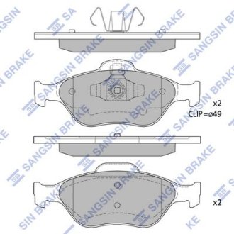 Комплект тормозных колодок из 4 шт. дисков Hi-Q (SANGSIN) SP1565