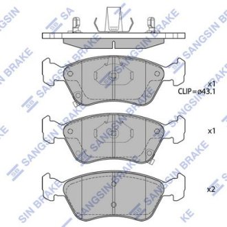 Комплект гальмівних колодок з 4 шт. дисків Hi-Q (SANGSIN) SP1597