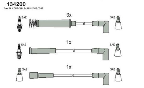 HUCO дроти високого напруги DAEWOO 1,5/2,0: Espero, Nexia HITACHI 134200