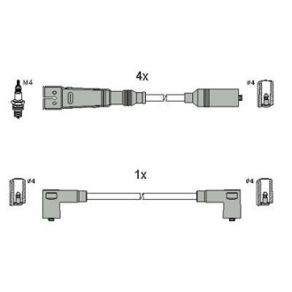 HUCO VW К-кт высоковольтных проводов Golf III,Passat,Vento,Seat 88- HITACHI 134786