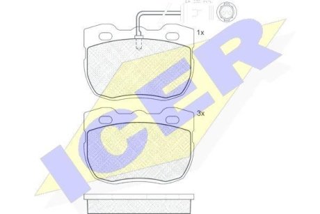 Колодки тормозные (передние) Land Rover Discovery/Range Rover/Defender 88-98 (+датчик) ICER 140839