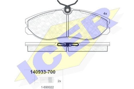 Колодки тормозные (передние) Nissan Terrano 96-07/Ford Maverick 93-98 ICER 140933-700