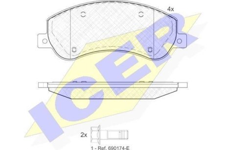 Колодки тормозные (передние) VW Amarok 10- ICER 141793-204