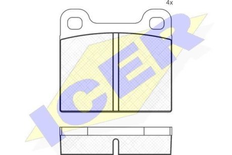 Колодки тормозные (передние) Opel Ascona 70-75/Kadett 67-79/Rekord 63-77/Audi 100 71-76 ICER 180162