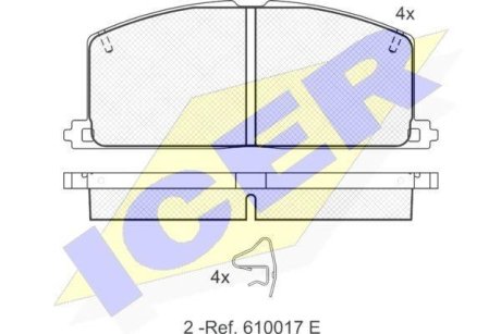 Колодки гальмівні (передні) Toyota Camry 82-91/Carina 82-01/Celica 85-93/Corolla 83-00 ICER 180462