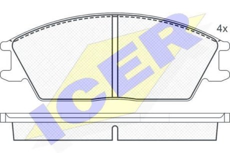 Колодки гальмівні Hyundai Pony 89-95/S Coupe 90-96 ICER 180616