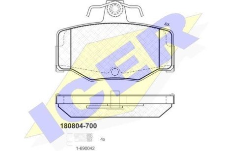 Колодки гальмівні (задні) Nissan Almera 00-06/Primera 90-02 ICER 180804-700