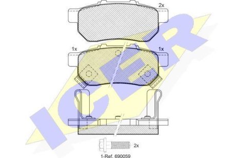 Колодки тормозные (задние) Honda Civic V/VI 91-00/CRX III 92-98/Jazz III/IV 02-/City V 08- ICER 181024