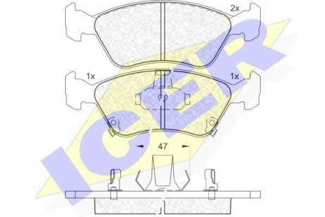 Колодки тормозные (передние) Toyota Avensis 97-03 ICER 181235