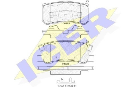 Колодки тормозные (задние) Mitsubishi Pajero 91-/Outlander/Lancer/Peugeot 4007/4008 06-/Fiat Doblo16 ICER 181375-202