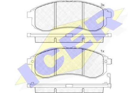 Колодки тормозные (передние) Mitsubishi L200 III 96-07 ICER 181507