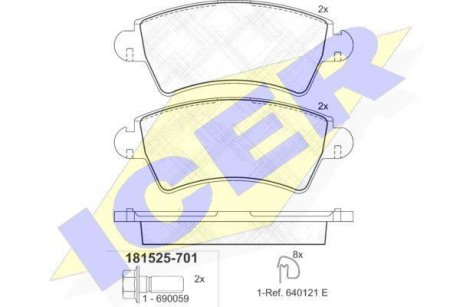 Колодки тормозные (передние) Citroen Xsara 98-04/Peugeot 206 99- ICER 181525-701