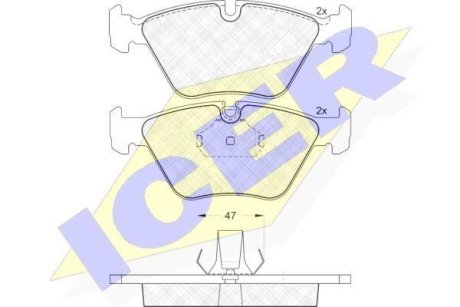 Колодки тормозные (передние) BMW 3 (E46) 99-07/X3 (E83) 03-11/Z4 (E85/E86) 06-08 ICER 181550