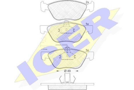 Колодки тормозные (передние) Alfa Romeo 145/146/147/156/GT/Spider 95-10/Fiat Bravo 07-14 (+датчики) ICER 181601