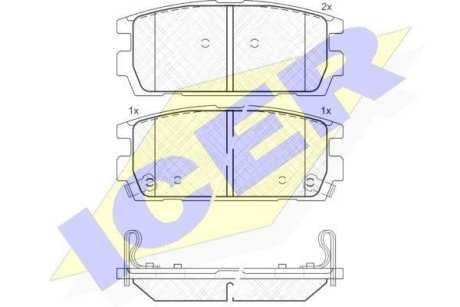 Колодки тормозные (задние) Hyundai Terracan 01-06 ICER 181615