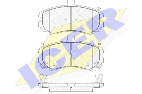 Колодки гальмівні Hyundai Elantra 00- ICER 181666