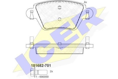 Колодки тормозные (задние) Renault Kangoo 01-/Nissan Kubistar 03-09 ICER 181682-701