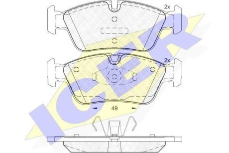 Колодки тормозные (передние) BMW 1 (E81/E87) 03-13/3 (E46) 98-07/3 (E90-E93) 04-13 ICER 181698