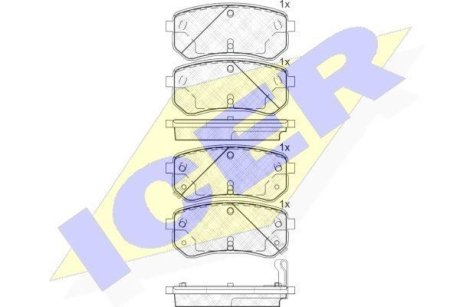 Колодки гальмівні (задні) Hyundai i10 07-16/Kia Picanto 04-/Ray 11- ICER 181710