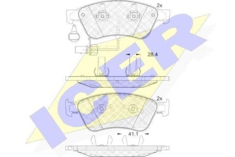 Колодки тормозные (передние) Audi A6 04-11/A8 96-/Seat Ibiza 03-04/VW Phaeton 02-16 (+датчики) ICER 181725