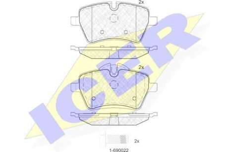 Колодки гальмівні (передні) Mini Cooper/One 02-16 ICER 181756