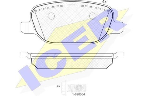 Колодки тормозные (задние) Alfa Romeo/Brera/Spider 159 05-11/Lancia Thesis 02-09/Delta 09-14 ICER 181780