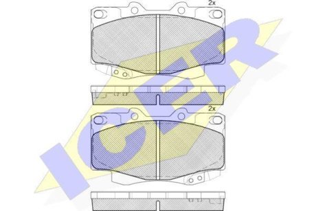 Колодки гальмівні (передні) Toyota Hilux 83-/Tacoma 94- ICER 181781