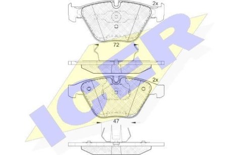 Колодки гальмівні (передні) BMW 3 (E90/E91/E92/E93) 04-13/X1 (E84) 09-15/Z4 (E89) 09-16 ICER 181814