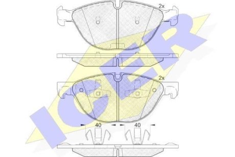 Колодки тормозные (передние) BMW X5 (E70/F15/F85) 06-/X6 (E71/E72/F16/F86) 08- ICER 181905