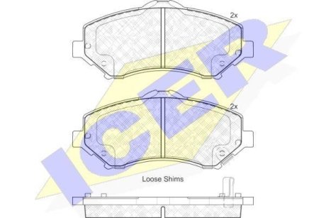 Колодки тормозные (передние) Chrysler Grand Voyager/Dodge Caravan/Journey/Jeep Cherokee/Compass 07- ICER 181908