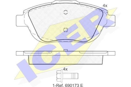 Колодки тормозные (передние) Citroen С3/DS3 09-/C4 Cactus/Peugeot 2008 13- ICER 181925