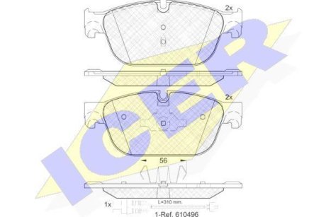 Колодки гальмівні (передні) Citroen C4/C5/C6/Peugeot 308/407/508 09- (+датчик) ICER 181969