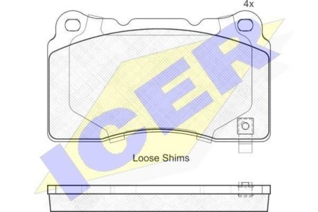 Колодки тормозные (передние) Opel Insignia 08-17/Astra J/Tesla S/X/VW Golf VII 12-/Renault Megane 17 ICER 181990