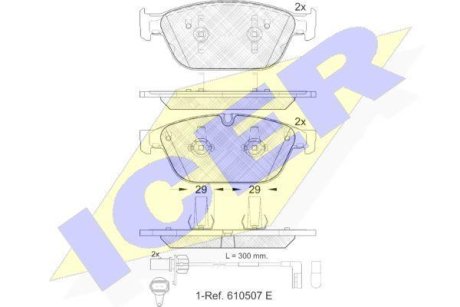 Колодки тормозные (передние) Audi A6 10-18/A7 Sportback 10-15/A8 10-18/Q5 12-17 (+датчики) ICER 181994