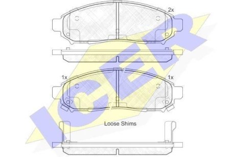 Колодки гальмівні (передні) Nissan Leaf (ZE0)/NV200 10-/NP300 Navara 04-/Chevrolet City Express 09- ICER 182003-200