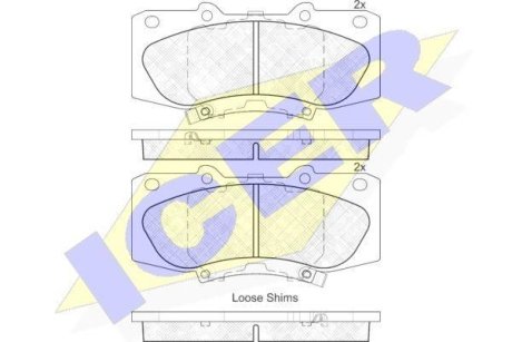 Колодки гальмівні (передні) Toyota Hilux 05-/Fortuner 04-15 ICER 182006