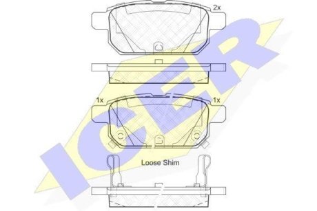 Колодки тормозные (задние) Suzuki Vitara III 15-/SX4 S-cross 13-/Swift IV 10-/Baleno 16- ICER 182017