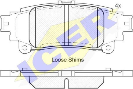 Колодки тормозные (задние) Lexus GS IV 11-/IS III 13-/RC 14-/Toyota Prius III 08-/Verso 09- ICER 182050