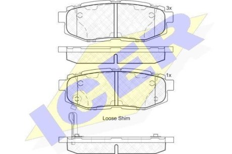 Колодки тормозные (задние) Subaru Impreza/Outback 08-/Legacy 09-14/Forester 13- ICER 182088