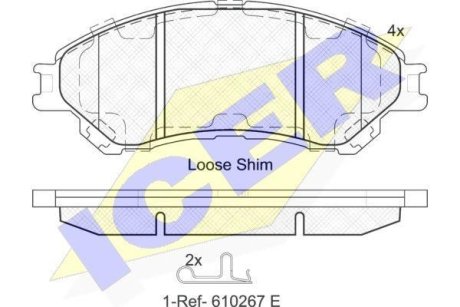 Колодки гальмівні (передні) Suzuki SX4 S-Cross 13-/Vitara 15- ICER 182175