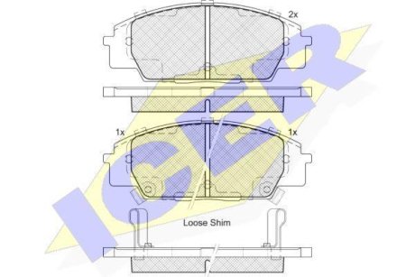 Колодки гальмівні Honda Civic VII/VIII 99- ICER 182179