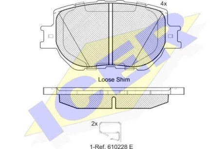 Колодки тормозные (передние) Toyota Crown XII/Mark X 03-/Lexus IS III 13-15 ICER 182200